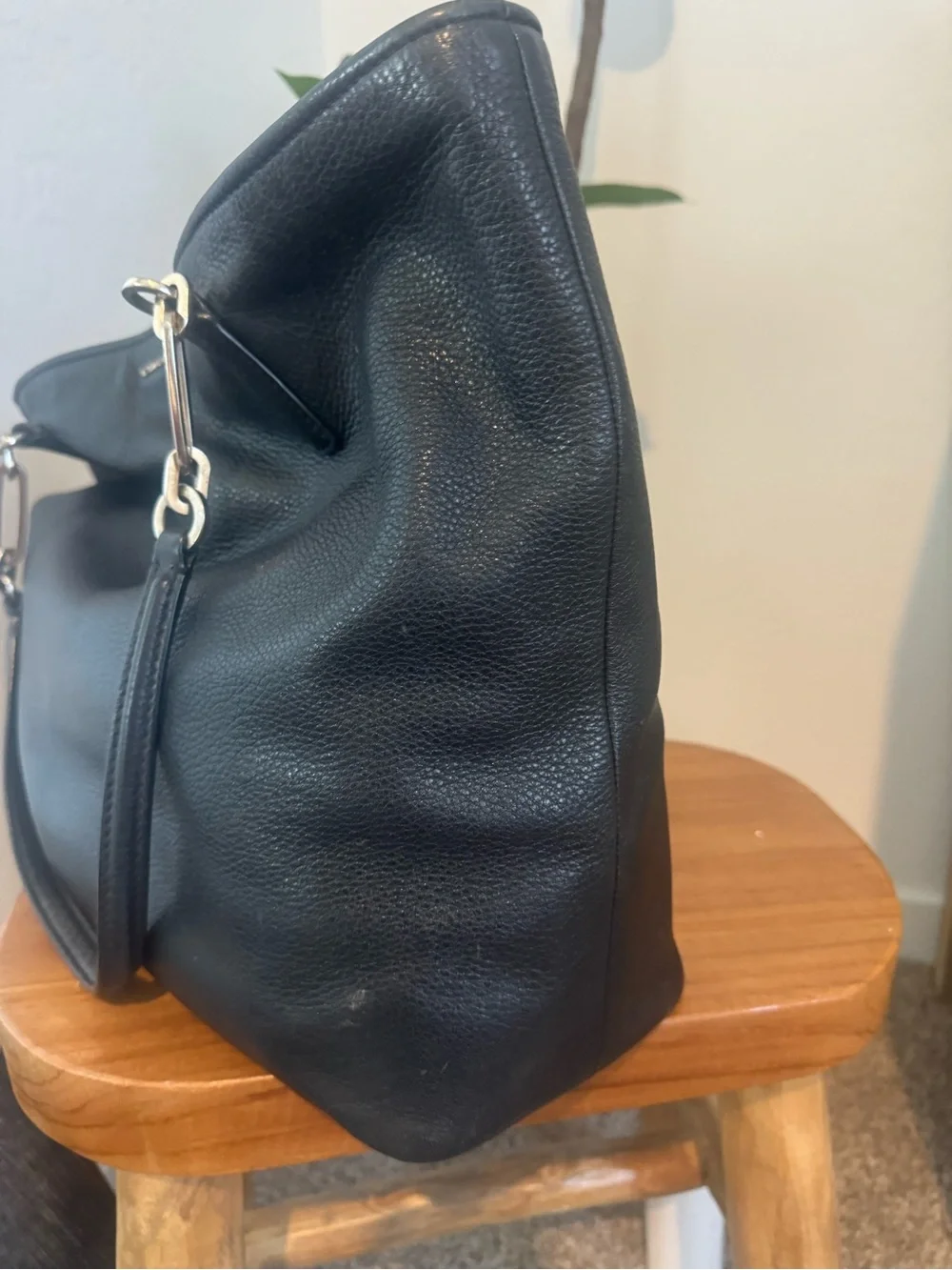Coach Black Madison Pebbled Leather Tote with Gold Hardware